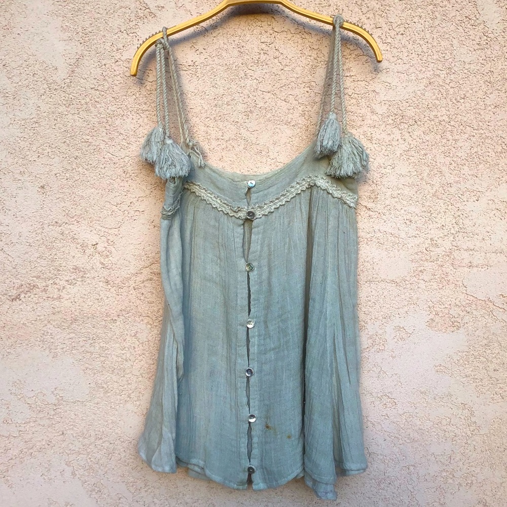 Jens Pirate Booty Button Front Tie Tank Tunic